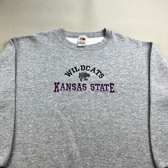 Vintage Kansas State University Sweatshirt Adult Medium Gray KSU Wildcat College - Picture 2 of 11